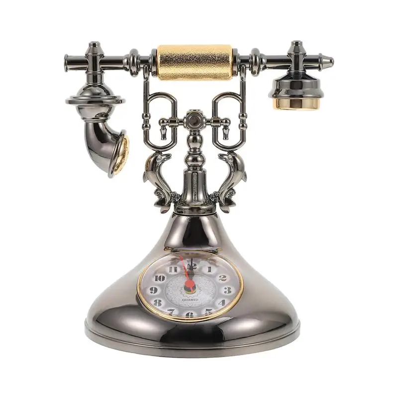 

Clock Adornment Telephone Clock Vintage Telephone Clock Desktop Decor Home Ornament For Home Decor Gift Home Decor Decoration