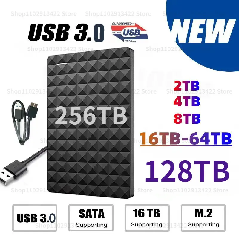 

Expansion HDD Drive Disk 2TB 4TB 128TB 256TB USB 3.0 External SSD 2.5inch Capacity External Hard Disk for Computer Portable