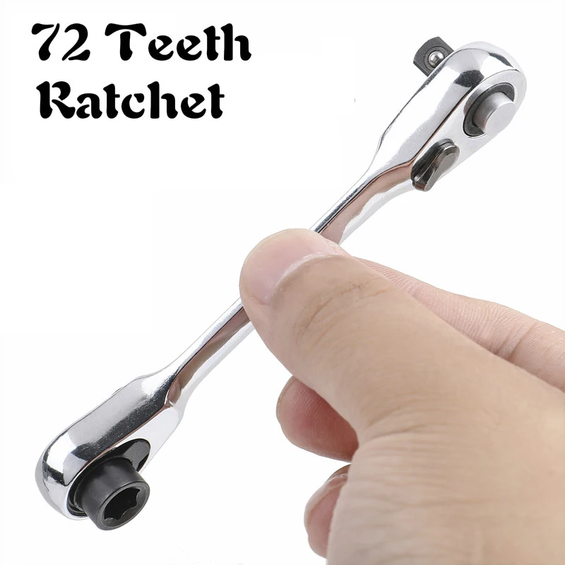 

New 2 in 1 Dual Head Ratchet Socket Wrench 72 Teeth Mini Hex Bit Driver Screwdriver Handle Quick Release Wrench Spanner