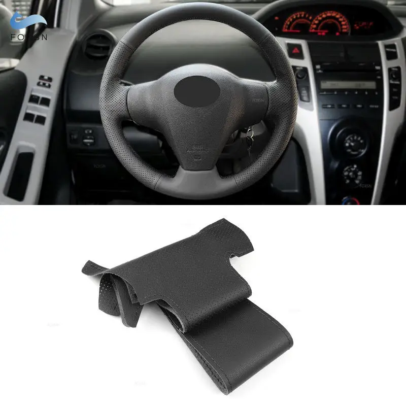 

Black Car-styling Steering Wheel Cover Leather Trim For Toyota Yaris 2007 2008 2009 2010 2011 RAV4 2006 - 2012 Vios 2008 - 2013