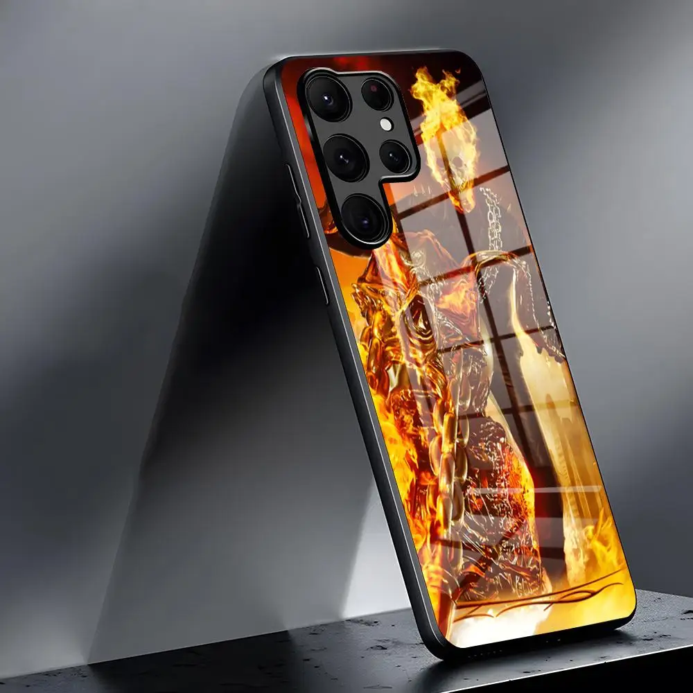 Чехол для телефона Ghost Riders Samsung S20 S24 S23 S22 S21 A53 A54 A24 Note 20 Ultra Plus стеклянный чехол
