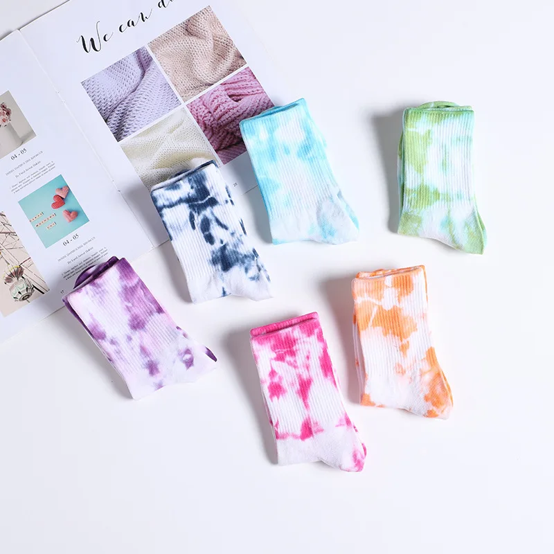 Fashion Colorful Cotton Women Socks Middle Tube Art Pattern Ladies Casual Dress Crew Socks Ankle Harajuku Sox Unisex Socks 6/Lot