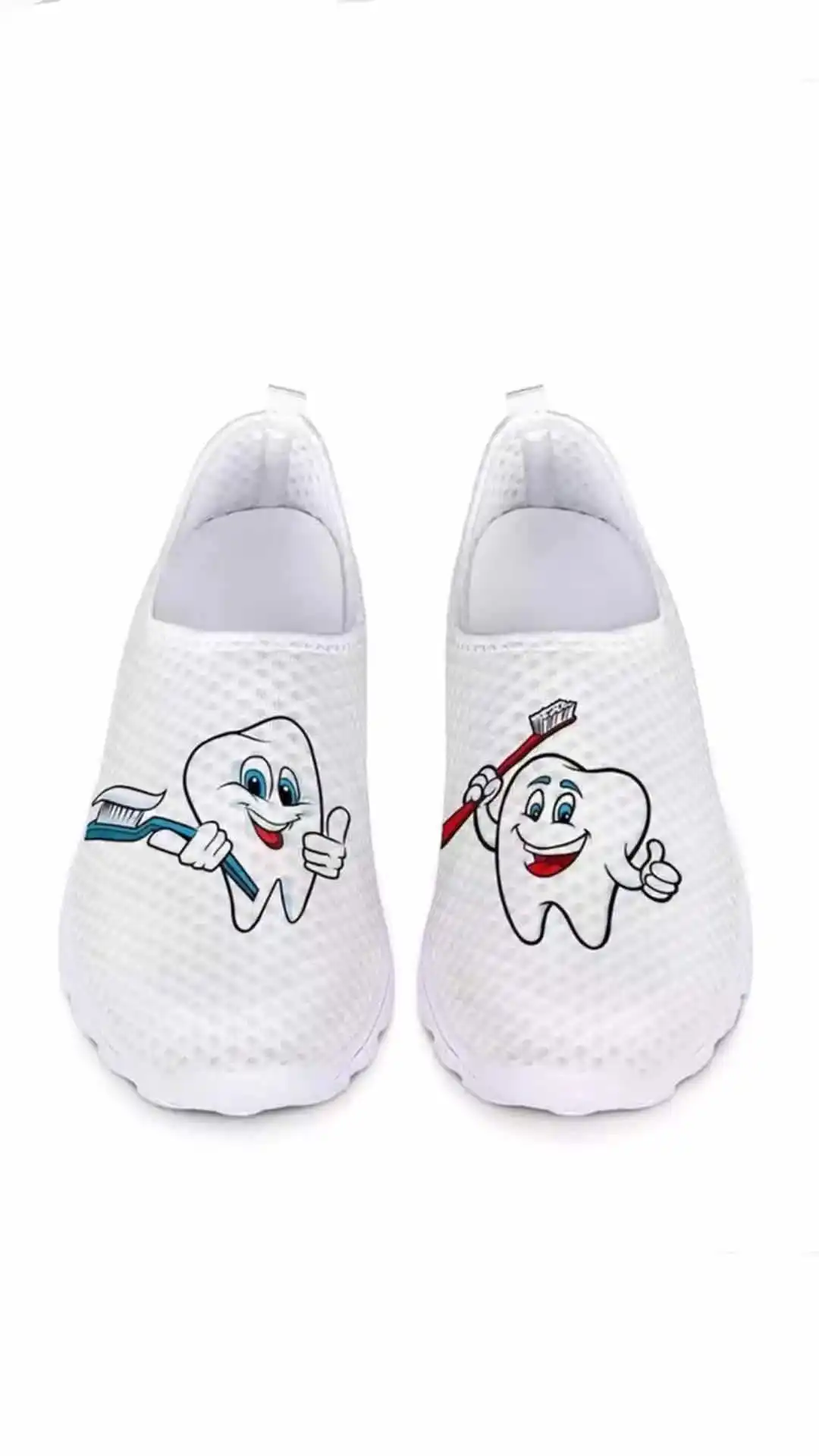 

Comemore Cute Cartoon Nurse Women Slip On Sneakers Dentist Mesh Ladies Shoes Light Casual Summer Moccasin Autumn Loafers White