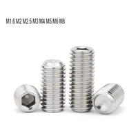 25pcslot hex socket set screw cup point stainlessy steel m1 6 m2 m2 5 m3 m4 m5 m6 m8 headless hexagon socket grub screw