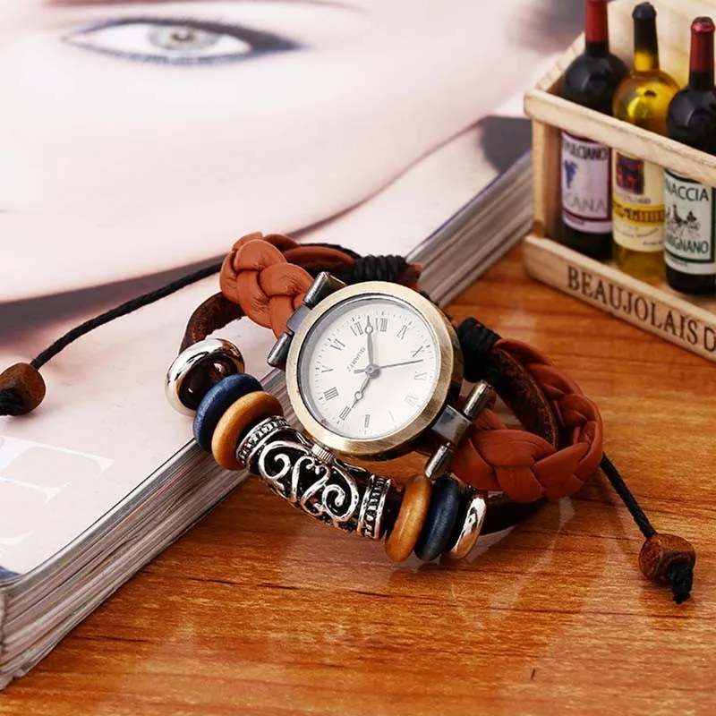 Women's Watch With Genuine Leather Strap And Couple Bracelet, Both Boys And Girls Like Punk Watches, Personalized Gifts