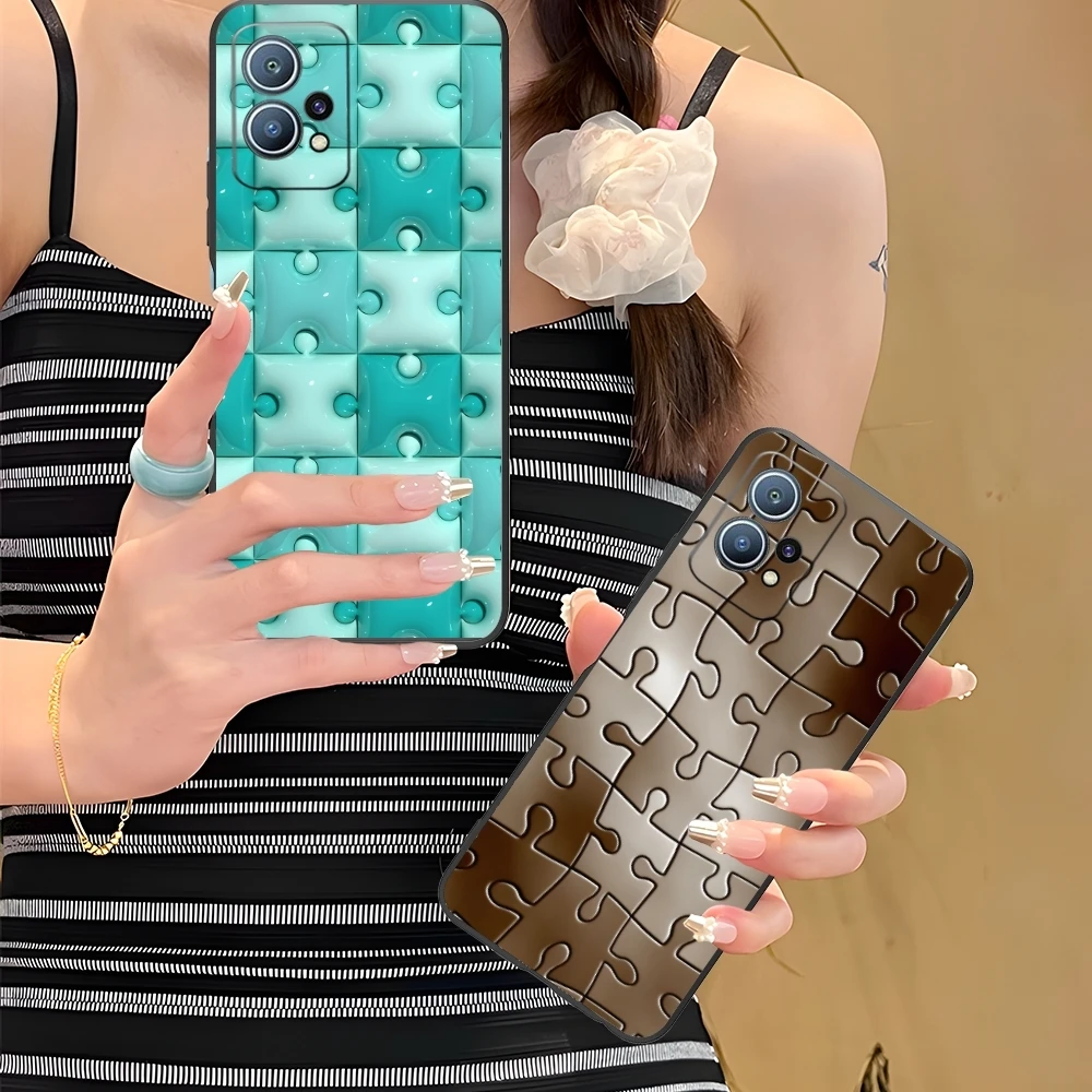 Puzzle Fashion Pretty Mobile Cell Phone Case for Huawei P60 P50 P40 P30 P20 P10 P9 P8 Pro Lite Plus Black Soft Cover Shell