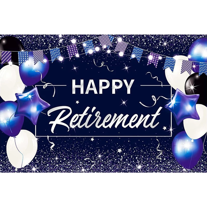 

Happy Retirement Banner Backdrop Sign Retirement Going Away Party Decorations Supplies for Men Women Blue White Retirement