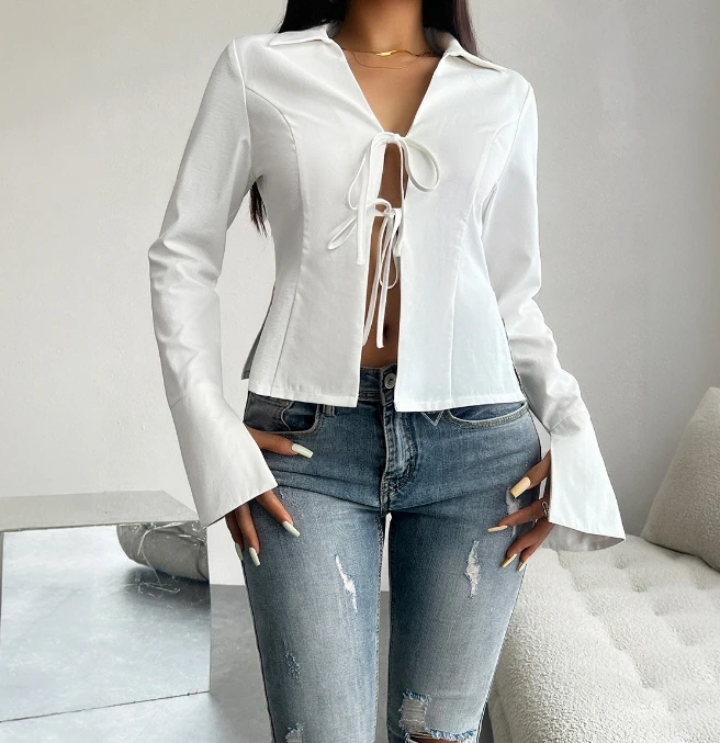 Женская рубашка модная элегантная повседневная Y2K с отложным воротником