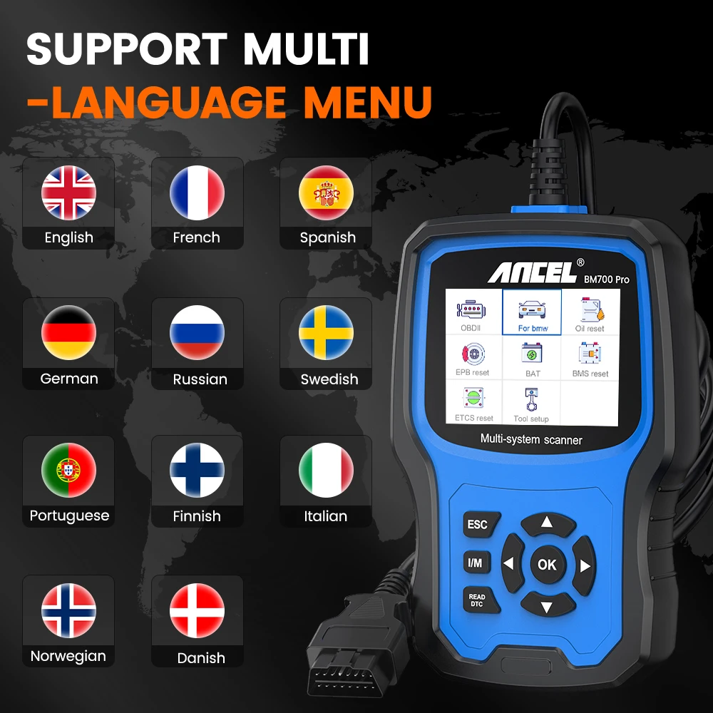 Автомобильный сканер ANCEL BM700 PRO OBD2 для BMWMINI всех систем EPB SAS TPMS BMS сброс масла считыватель кодов автомобильный диагностический сканер (art.: 3920ce336eb69) - 3920ce336eb69