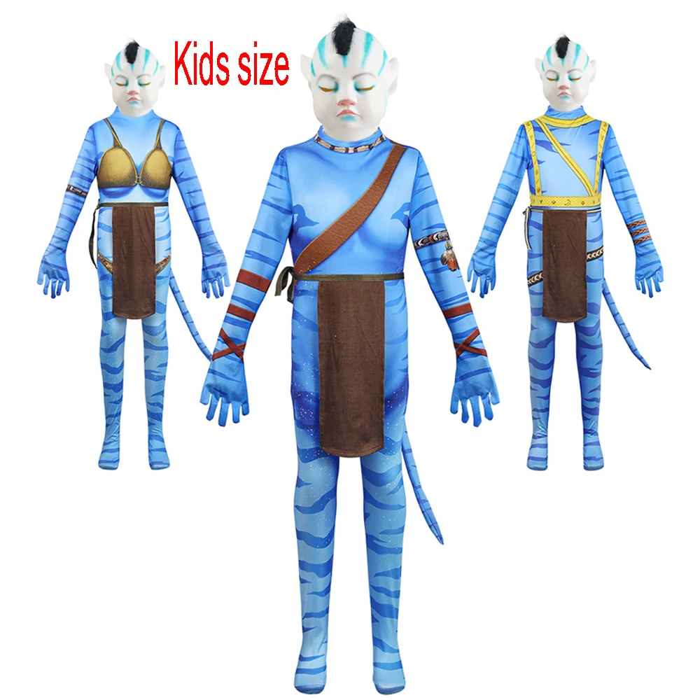 

Anime Avatar 2 Cosplay Costume Movie Jake Sully Neytiri Bodysuit Suit Zentai Jumpsuits Halloween Costume For Girls Kids