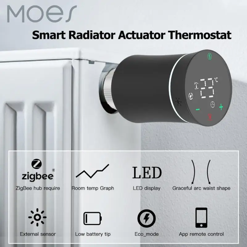 

Tuya Smart Radiator Actuator ZigBee Thermostat Valve Programmable TRV Temperature Controller Via Alexa Google Tuya Smart Home
