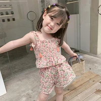 girls summer floral sling shorts two piece set baby girl clothes fashion clothes kids boutique clothing wholesale