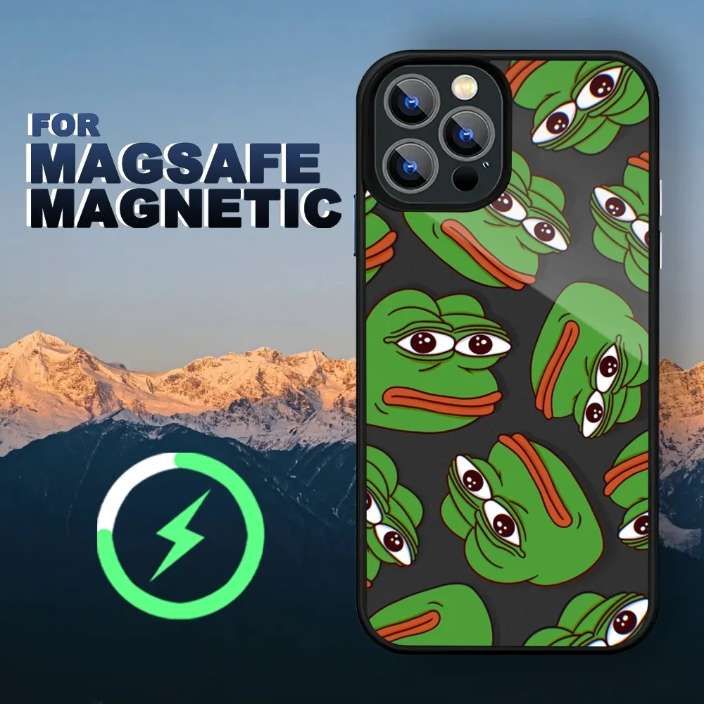 Забавный чехол F-Frog Pepe для телефона iPhone 15 14 11 12 13 Pro Max Plus Magsafe чехлы с беспроводной