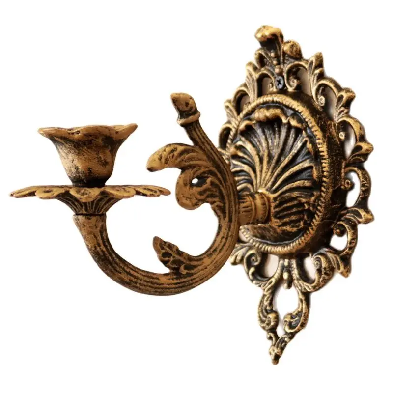 Metal Retro Candlestick Wind Lamp Courtyard Garden Court French Bougeoir Wall Decor Fc433
