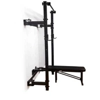 power wall mount fold squat rack with fold bench