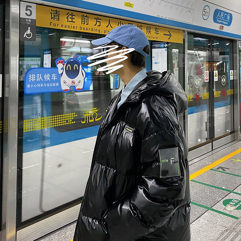 Winter Bright Puffer Jackets for Mens 2020 Fashion Trends Hip Hop Hooded Padded Waterproof Ski Fluffy Bubble Coats Warm Clothing