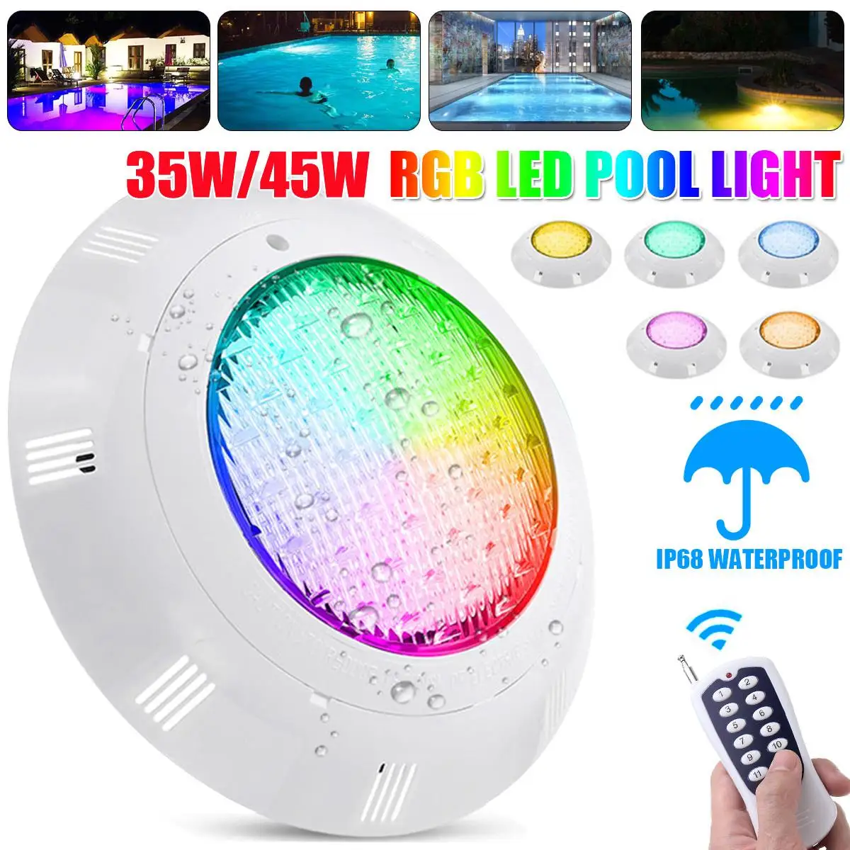 

45W/35W RGB Led Swimming Pool Light 450LED IP68 Waterproof AC12V-24V Outdoor RGB UnderWater Light Pond Led Piscina Luz Spotlight