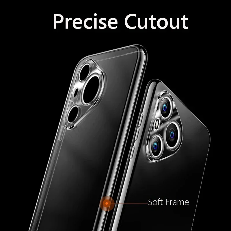 Фото Для Pura80Pro Pura80 P80 Pro Простые тонкие мягкие прозрачные чехлы из ТПУ для телефонов для Huawei Pura 80 Чехол Fundas Coques №1