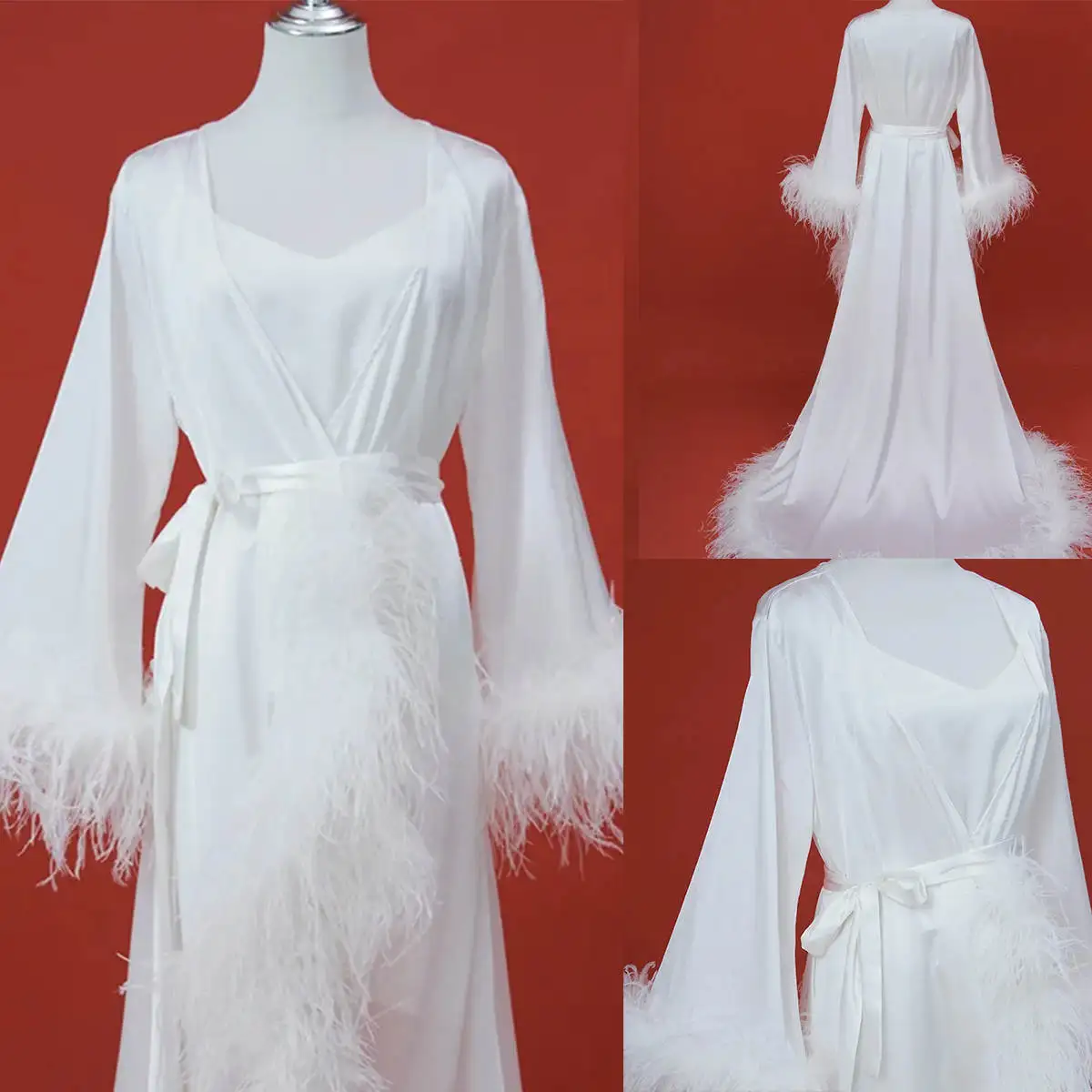 Длинные банные халаты из страусиного пера ночная рубашка мягкая Тюлевая одежда
