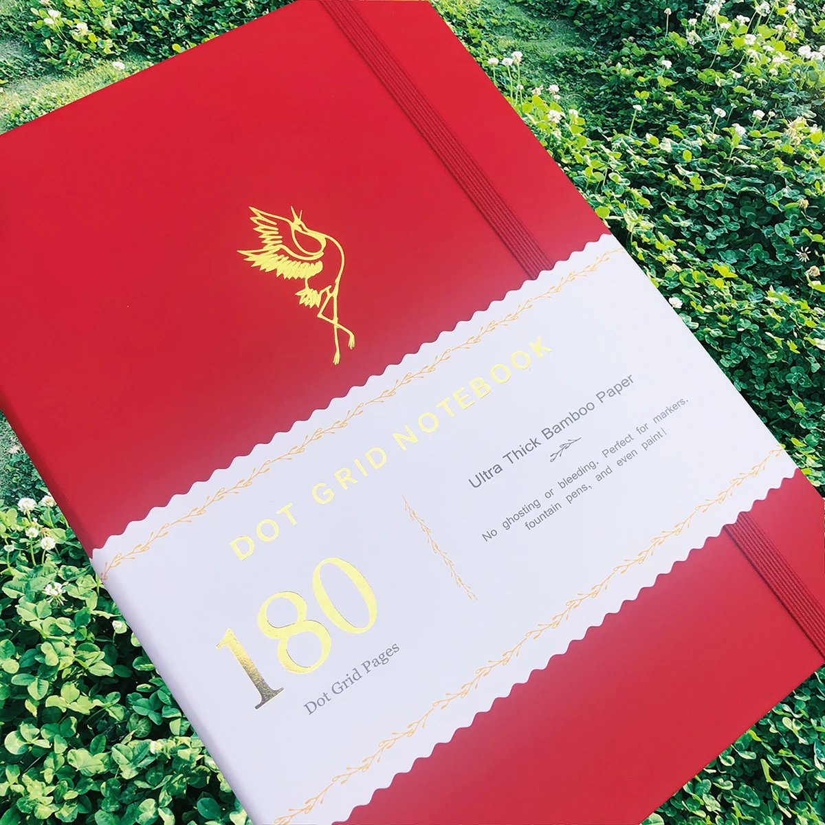Crane Dot Grid Notebook BUJO PU Leather Wine Red Hardcover Dotted Journal 180gsm Bamboo Paper |