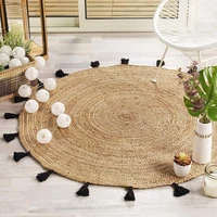 rug round design tussle mat braided 100 farmhouse natural jute area carpet bedroom decoration carpets
