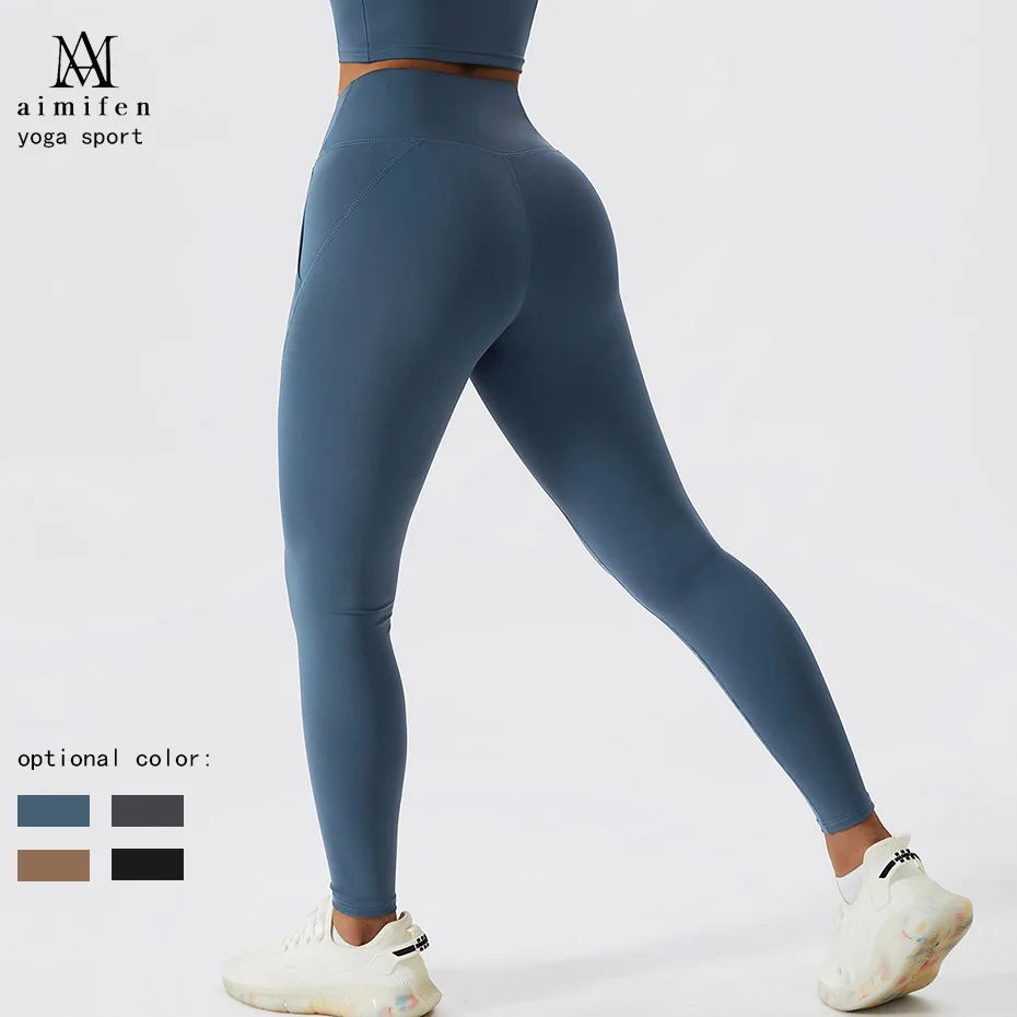 

Women Sports Pants High Waist Fitness Yoga Legging Side Pockets Plush Warm Long Tights Leggings Running Trousers Activewear