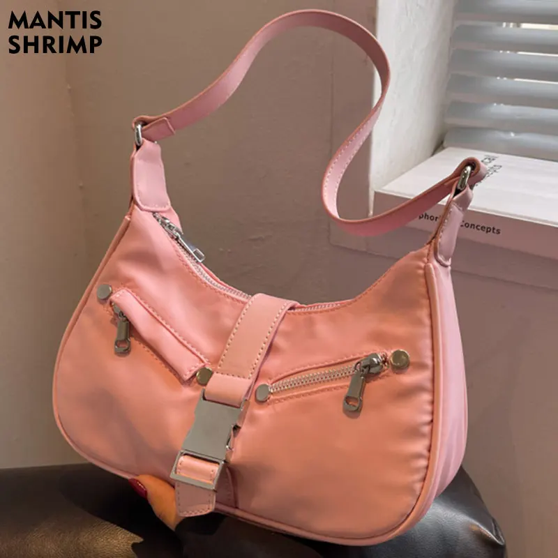 

Women Bag Fashion Shoulder Underarm Bag Cloth Ladies Vintage Pure Color Zipper Purse Handbag Brand Casual Crossbody Messenger