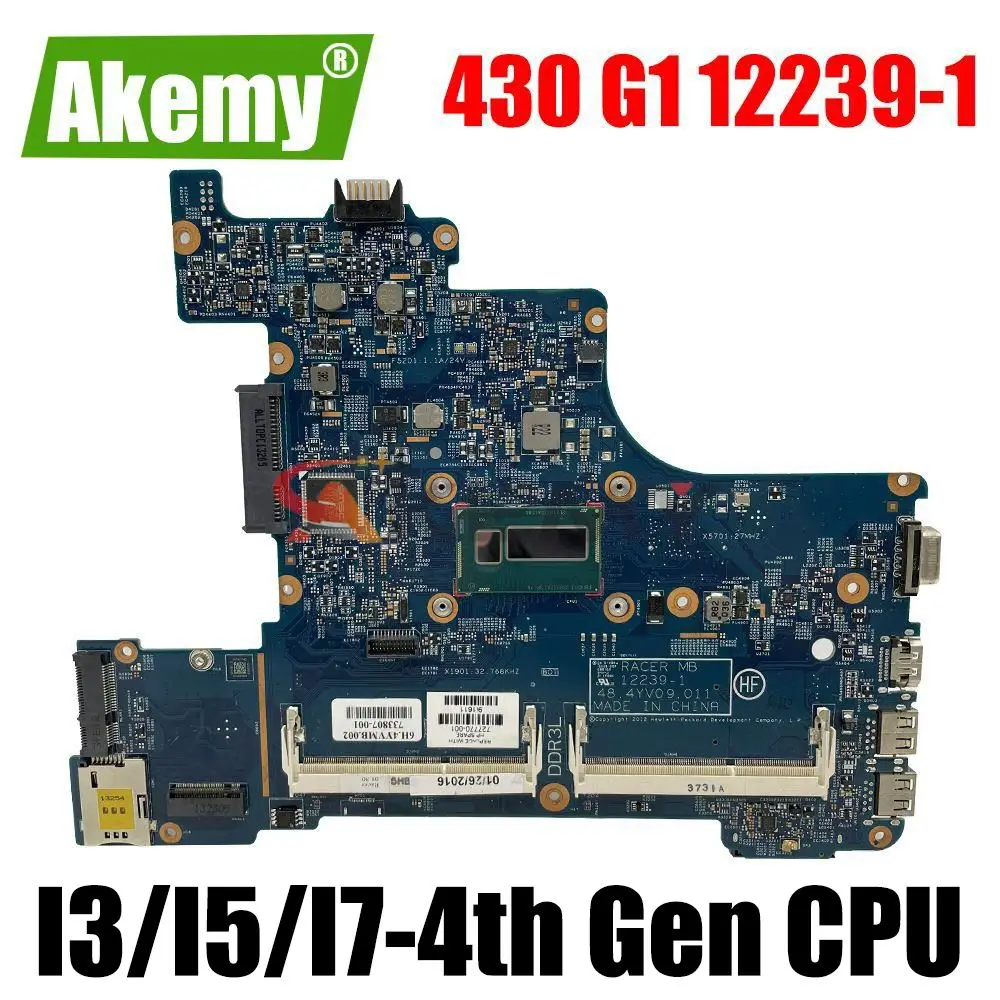 

430 G1 12239-1 Motherboard with I3 I5 I7 4th Gen CPU For HP Probook 430 G1 Laptop Motherboard Mainboard