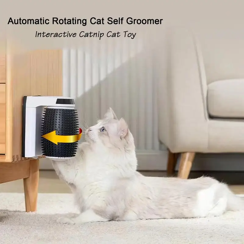 

Hot Sale Cat Self Groomer With Catnip Automatic Rotating Cat Massager Wall Corner Groomers Smart Self Cleaning Cat Brush