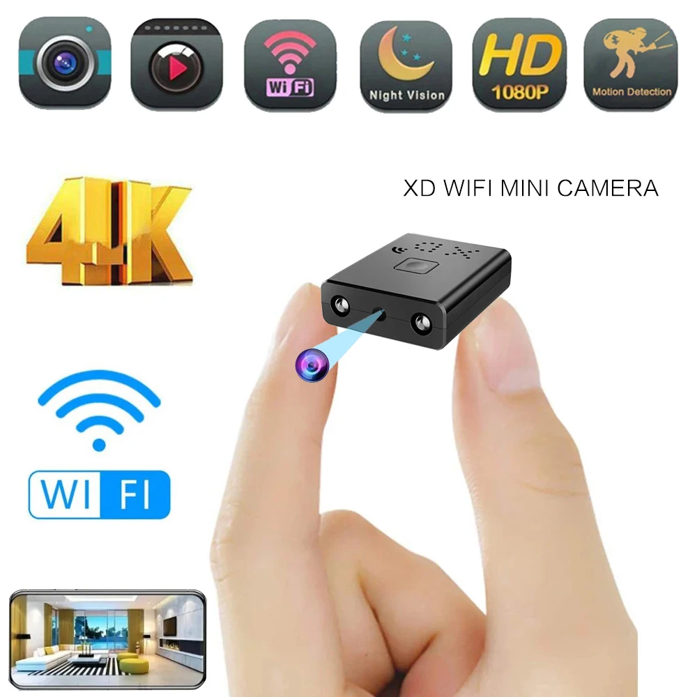 

Mini Wifi Camera 4K 1080P HD DV Home Security Camcorder IR Night Vision Micro Secret Cam Motion Detection Video Video Recorder