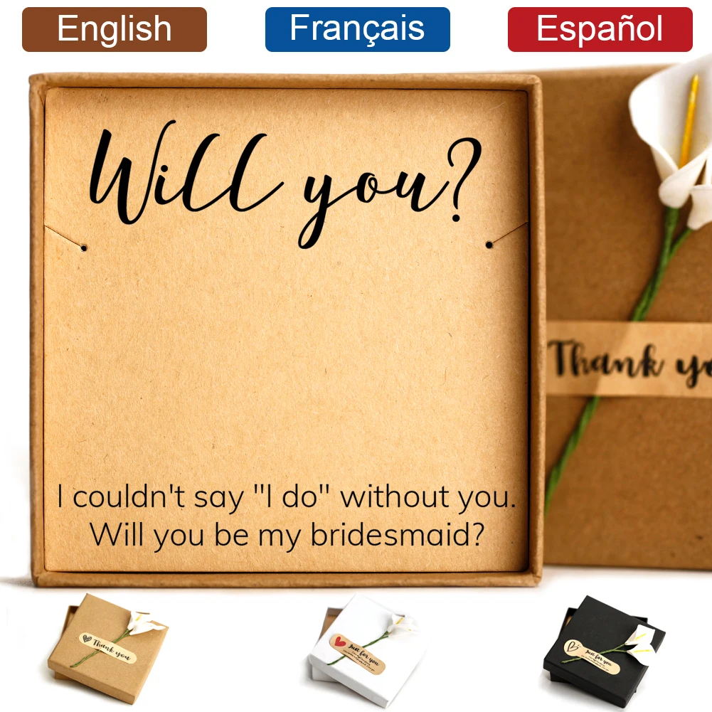 

"Will you be my bridesmaid" Wedding Necklace Gift Box with Thank you Card for Bridesmaid Wedding Jewelry Favor Boxes Ideas