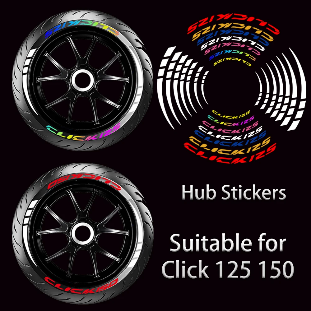 

8PCS New Reflective Waterproof Motorcycle Wheel Hub Stickers Stripes Rim Decals for Honda Click 125 125i 150 150i