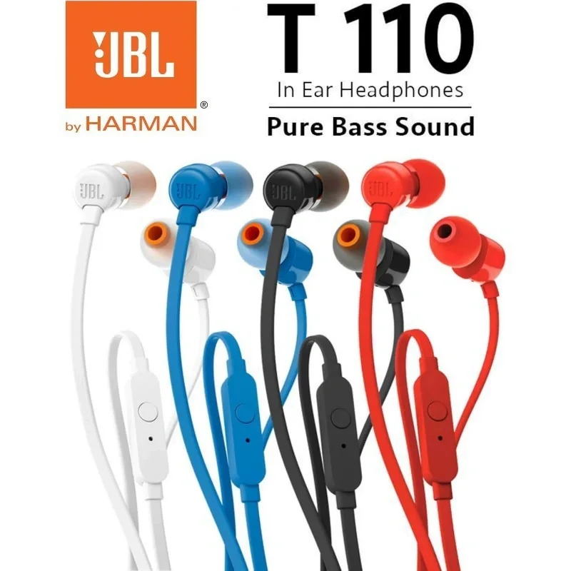 Фото Наушники JBL TUNE 110: Оригинальные проводные внутриканальные наушники с микрофоном, пультом управления, мощным басом и разъемом 3,5 мм №3