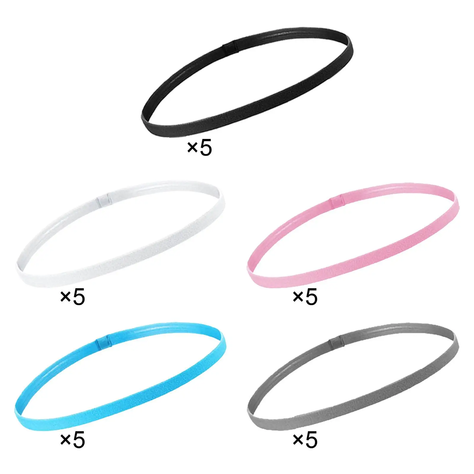 

5 Pieces Elastic Non Slip Sweatband for Workout Gym Fitness