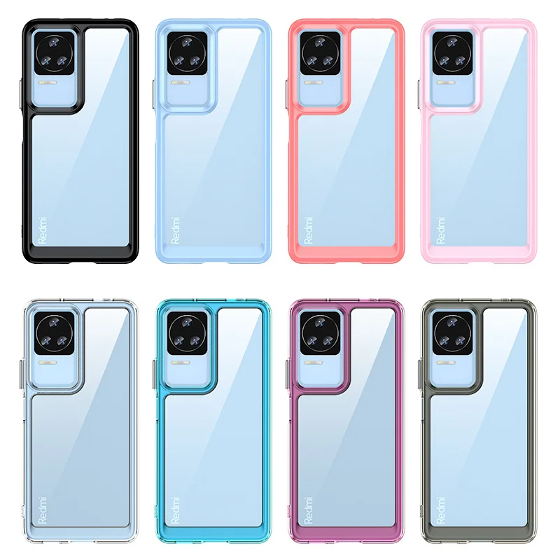 For Xiaomi POCO X4 M4 Pro 5G F4 F3 Transparent Shockproof Protective Silicone + Acrylic Mobile Phone Cover Coque |
