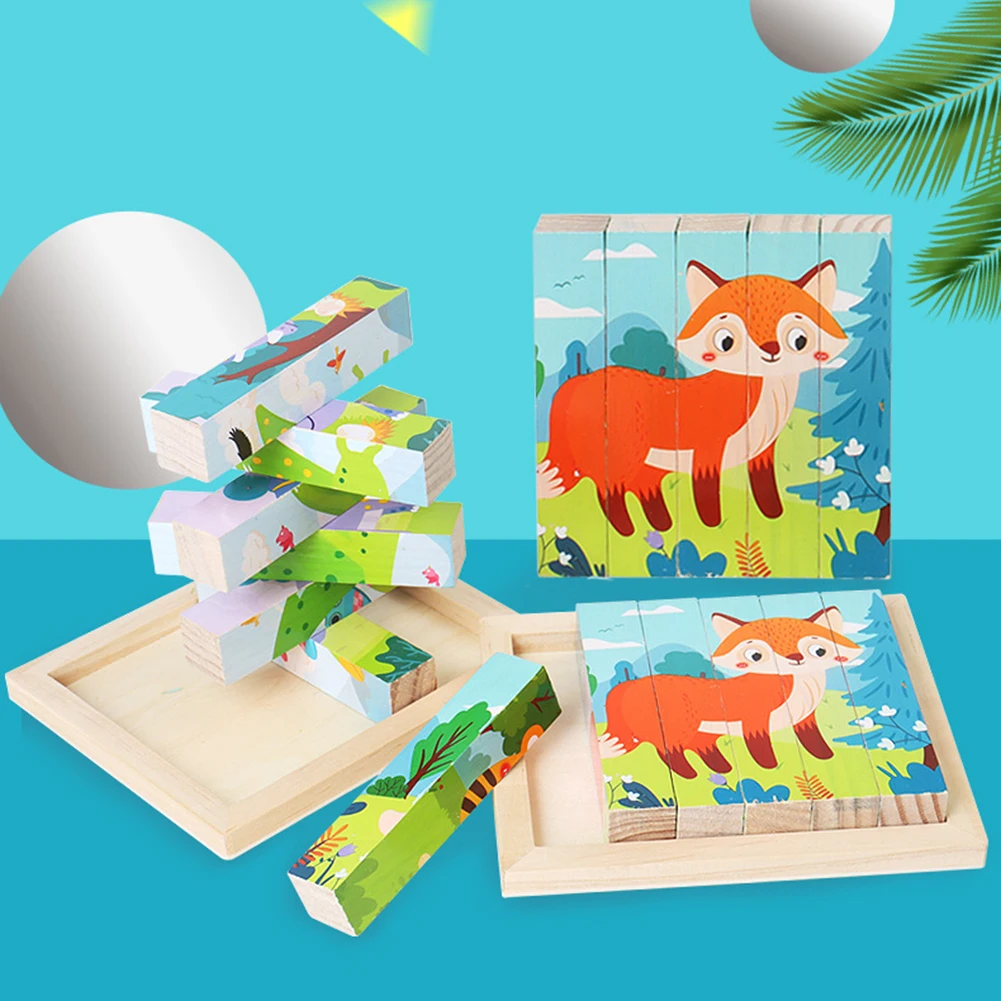 

Деревянная доска, пазл для сортировки, 3D Животные, укладки, подходящая головоломка Монтессори, Дошкольная игрушка для дома, детская игра