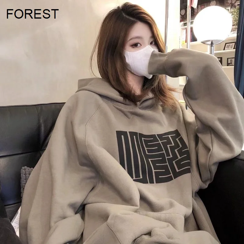 

Oversized Hoodies Women's 2022 Spring Thin New Shirts Lazy Wind West Hip Hop Sweatshirts Simple Striped Sweatshirt Forest