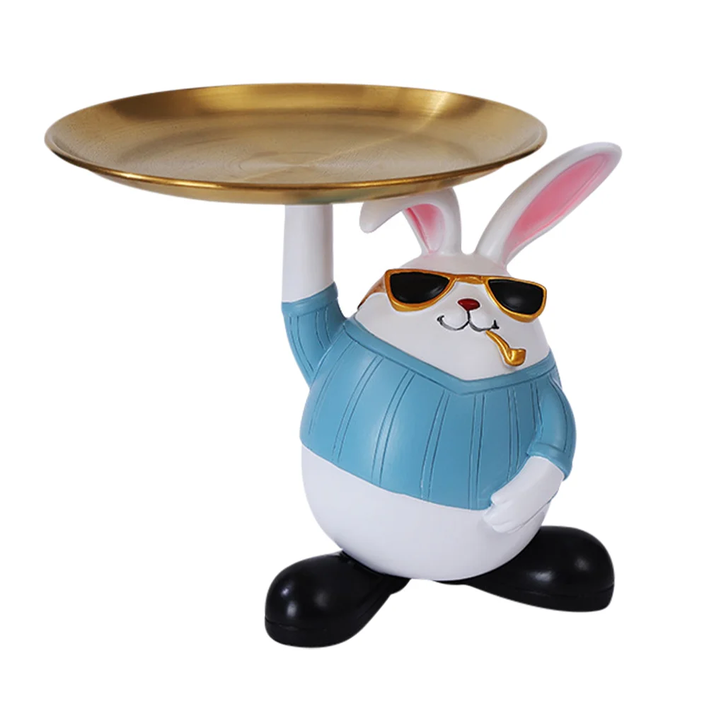 

Bunny Shape Tray Resin Round Tray Rabbit Shape Tray Creative Animals Design Tray