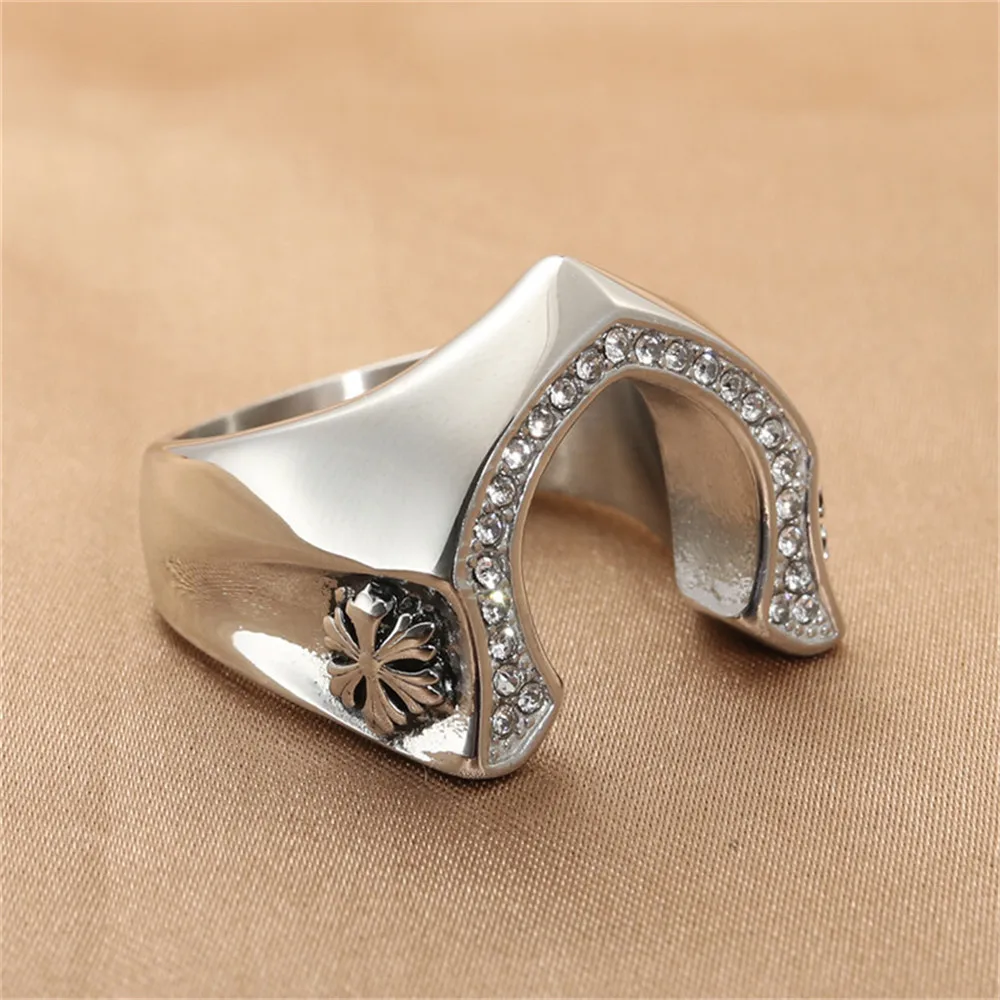 

Men's Vintage Titanium Steel Diamond Snowflake Ring Jewelry Gift Size 7-13