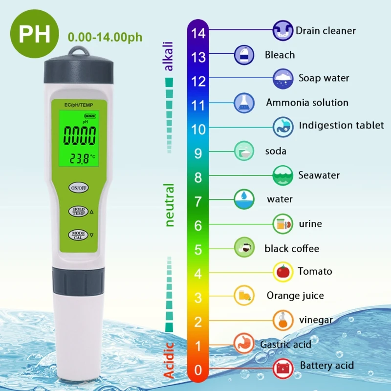 

Digital pH Meter with ATC pH Tester 3 in 1 pH EC Temp 0.01 Resolution High Accuracy Pen Type Tester Water Tester M4YD
