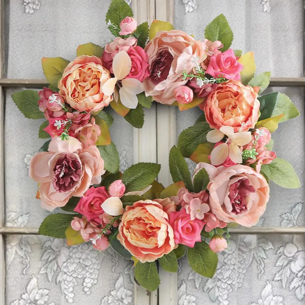 

Delicate Full Bloom Fade Resistant High Simulation Welcoming Spring Door Wreath Door Wreath Pendant Home Decoration
