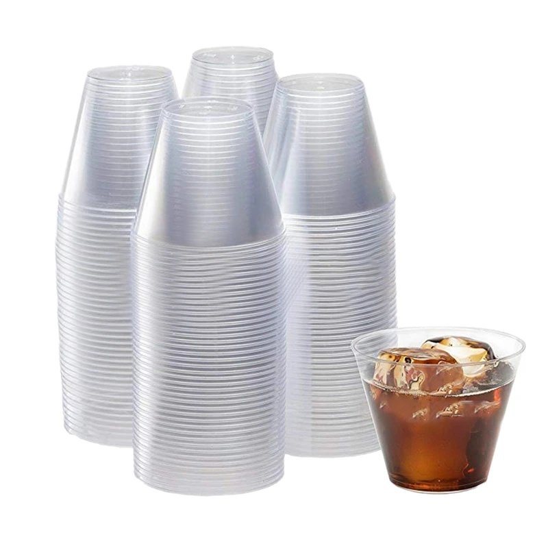 

9 Ounce Transparent Plastic Cup 50 Sets Of Disposable Hard Cup Plastic Wine Glasses Cocktail Glass Party Plastic Cup Large Party