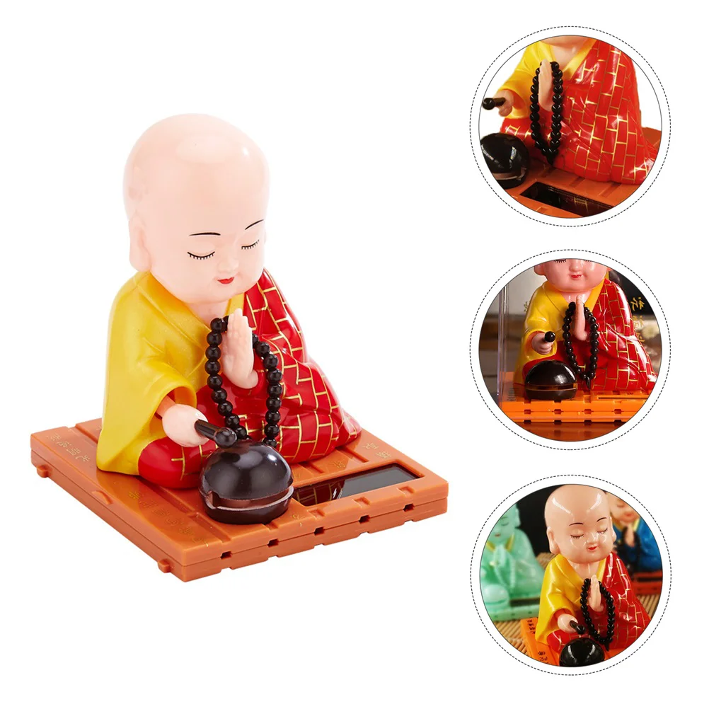 

1pc Solar Powered Ornament Figurine Monk Sculpture Desktop Ornament Solar Crafts Zen