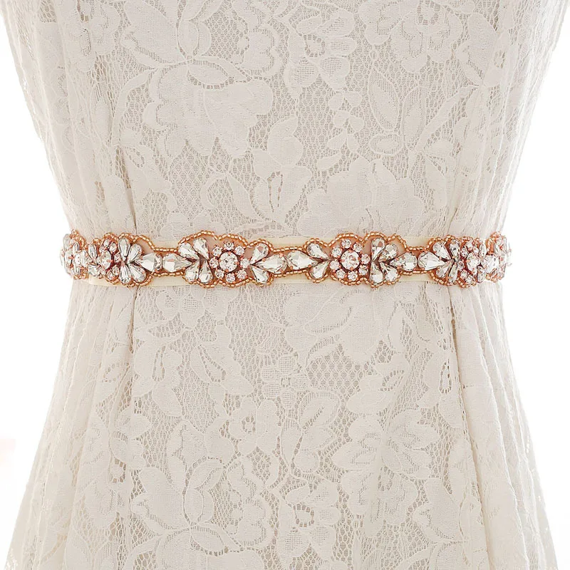 JLZXSY Thin Crystal Belt Rhinestone Bridal Sash for Bride Gown Wedding Dresses Accessories (Silver Gold Rose Gold) | Аксессуары для