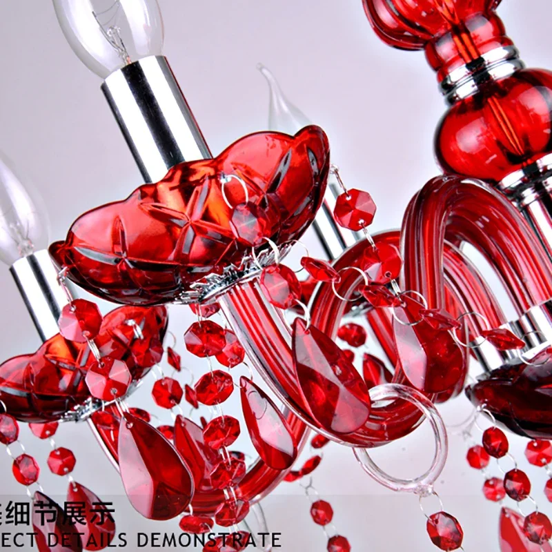 Красная хрустальная люстра абажур Lamparas De Cristal Lustres Teto светильник люстры для