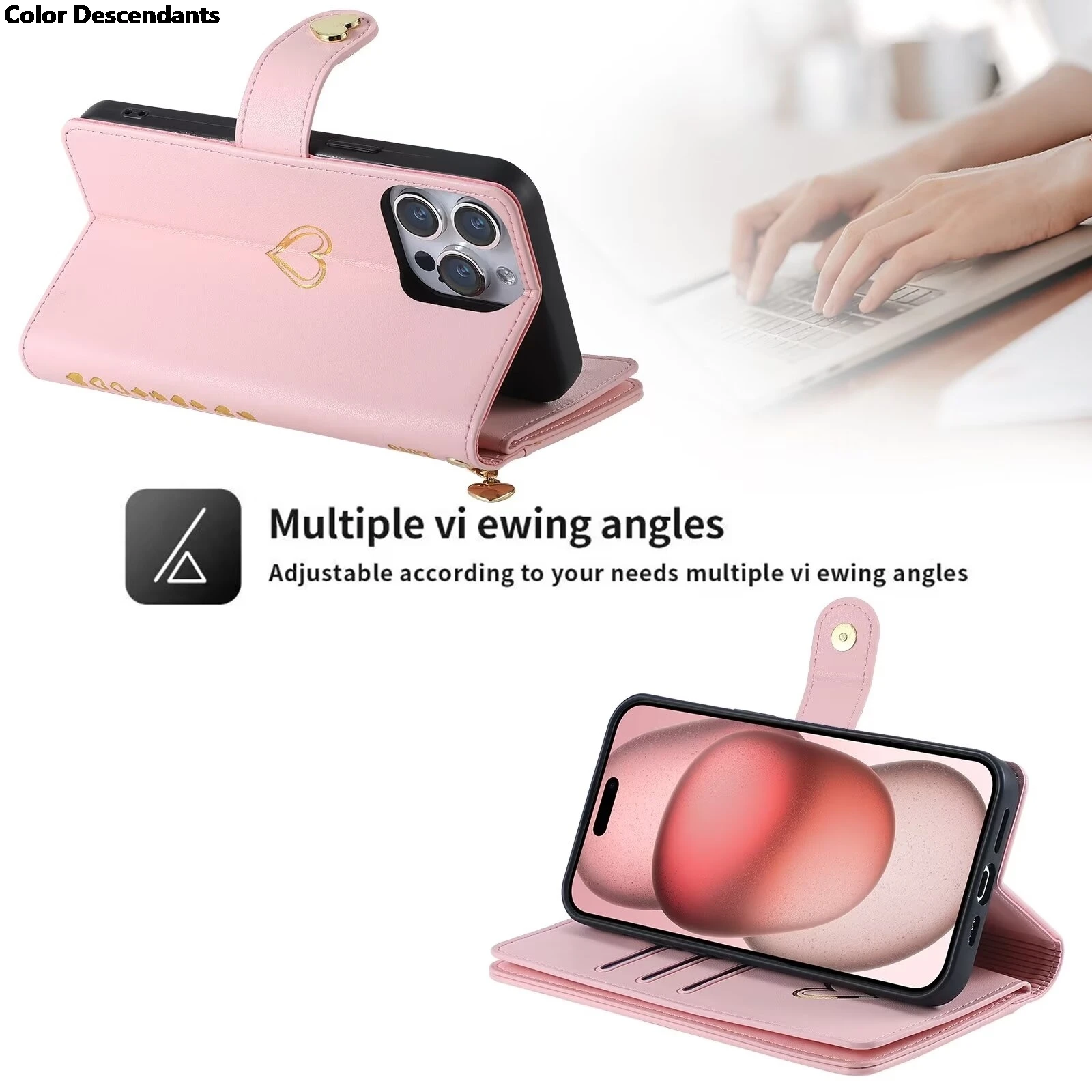 Чехол-книжка для iPhone 15 Pro Max кожаный магнитный кошелек на молнии Plus Роскошный