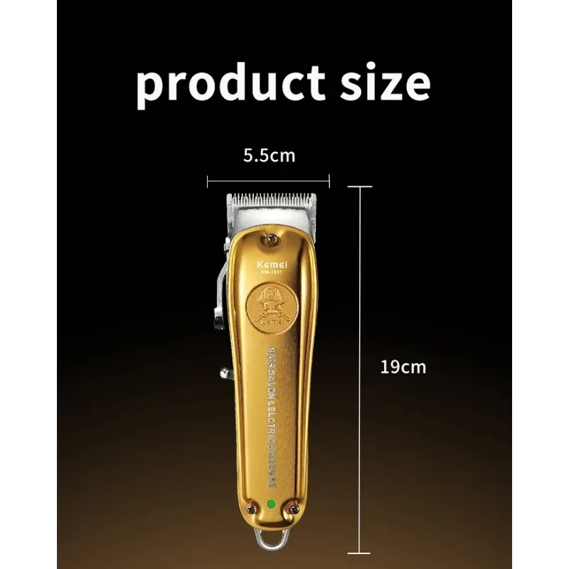 Электрическая машинка для стрижки волос KEMEI зеркальная золотая литиевая батарея