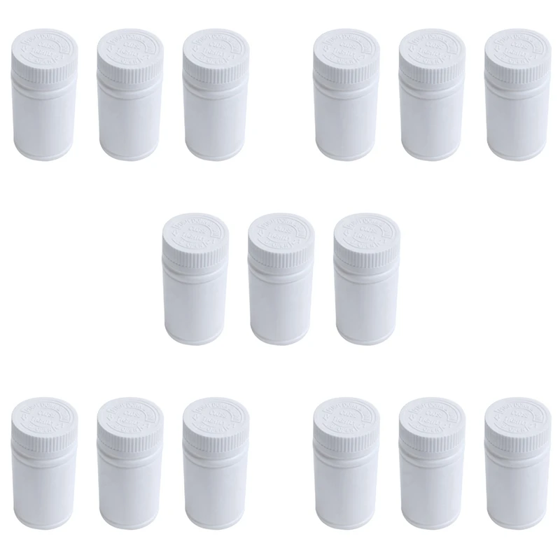 

Plastic Empty Medicine Bottles Pill Tablet Container Holder 15Pcs White