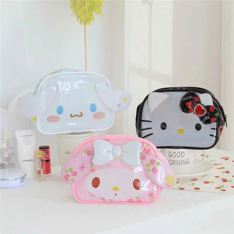 

Kawaii Sanriod Hello Kt Mymelody Onpompurin Kitty Kuromi Cinnamorol Anime Fashion Transparent Beach bag Storage Bag Cosmetic Bag