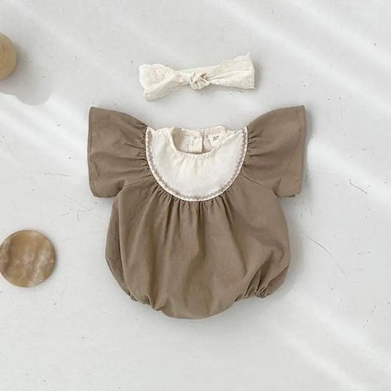 

Kid Boy Summer Simple Solid Jumpsuit Newborn Baby Girl Fashion Patchwork Cotton Thin Loose Comfortable Bodysuit Infant Outfits